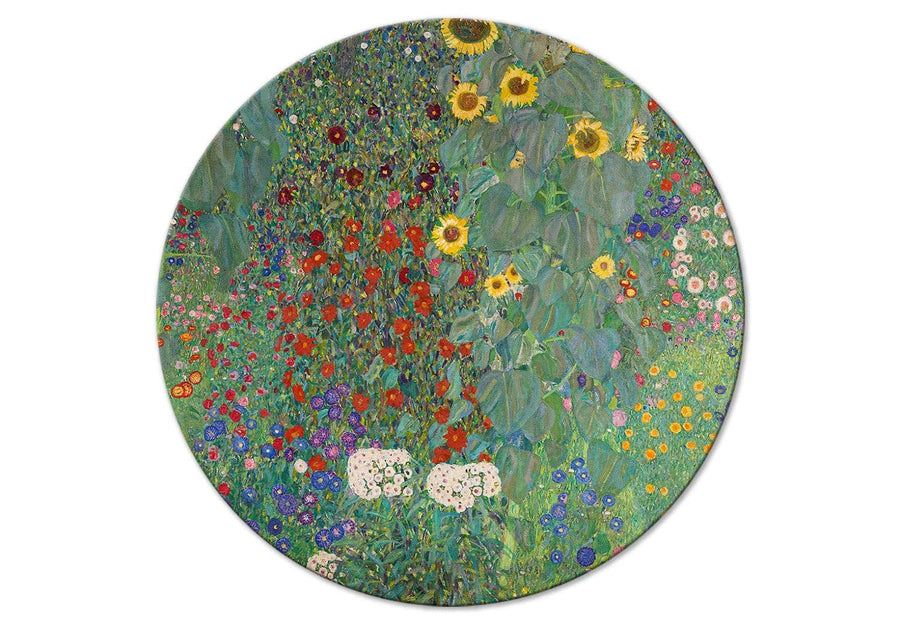 Apaļa glezna - Lauku dārzs ar saulespuķēm, Gustavs Klimts - 148748 G-ART