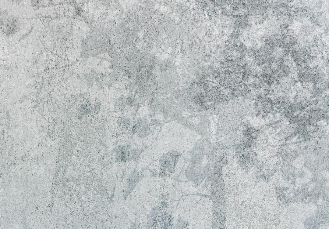 Apaļa glezna - Maigi pelēcīgi zils mežs miglainā rītā, 148681 G-ART