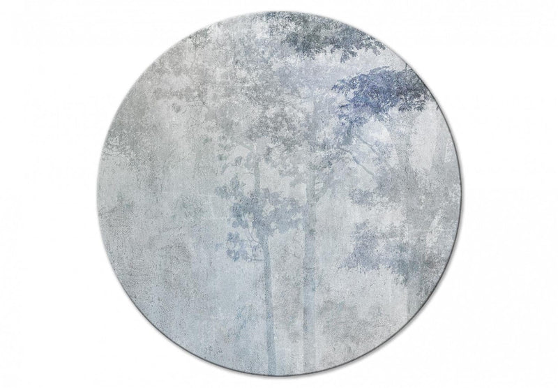 Apaļa Glezna (Deluxe) - Maigi pelēcīgi zils mežs miglainā rītā, 148681 Tapetenshop.lv