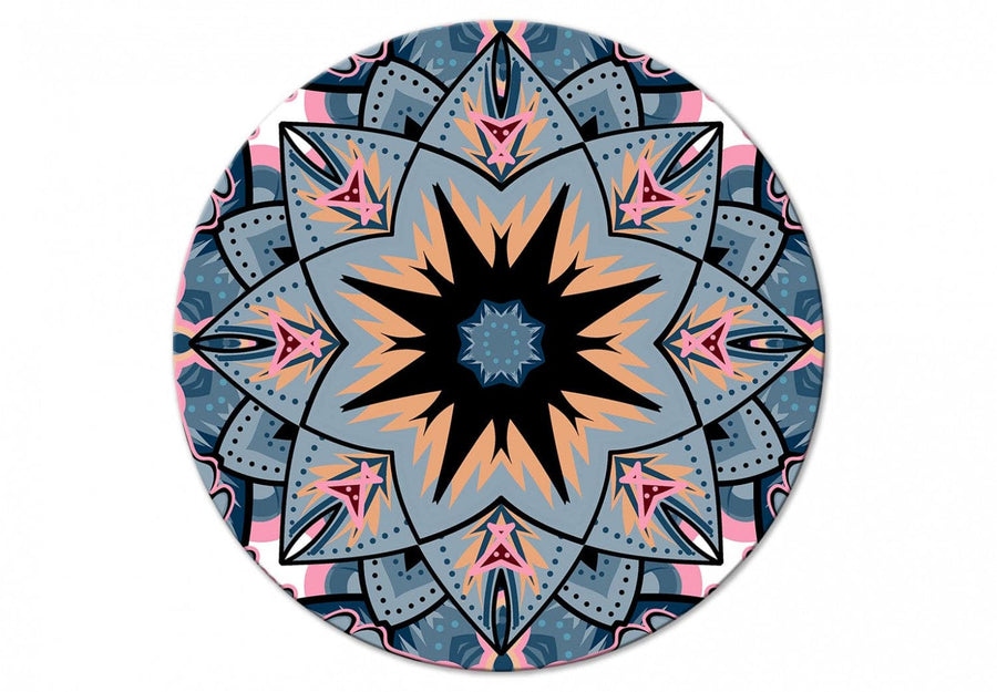 Apaļa glezna - Mandala - austrumu ornaments uz zila fona, 148738 G-ART