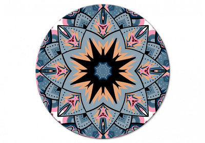 Apaļa kanva (Deluxe) - Mandala - austrumu  ornaments uz zila fona, 148738 G-ART