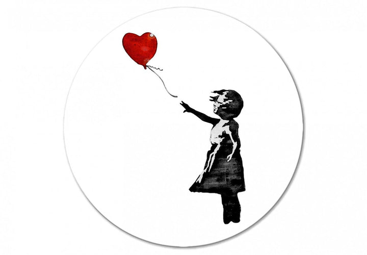 Apaļa glezna (Banksy ) - Meitene ar balonu sirds formā - 148621 G-ART