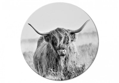Apaļa kanva (Deluxe) - Melnbaltā skotu govs, 148698 G-ART