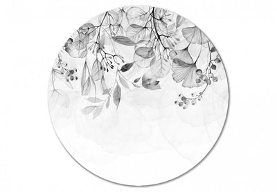 Apaļa kanva (Deluxe) - Melnbalti zariņi, ziedi un lapas, 148694 G-ART