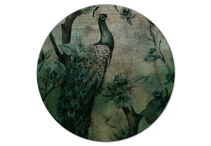 Apaļa glezna (Deluxe) - Pāvs uz ziedošiem zariem - 148664 G-ART