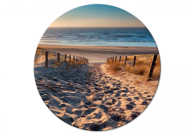 Apaļa kanva (Deluxe) - Saulriets smilšainā pludmalē, 148618 G-ART
