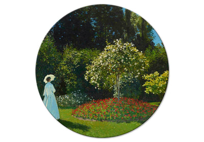 Apaļa kanva (Deluxe) - Sieviete dārzā - Klods Monē, 148729 G-ART