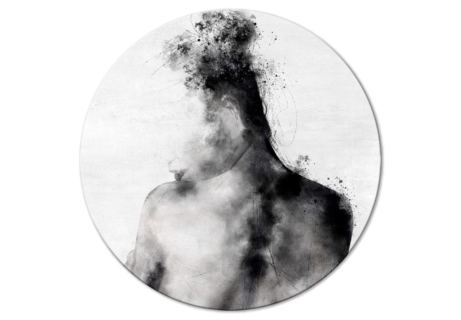 Apaļa glezna (Deluxe) - Sievietes melnbalta skice - 148741 G-ART