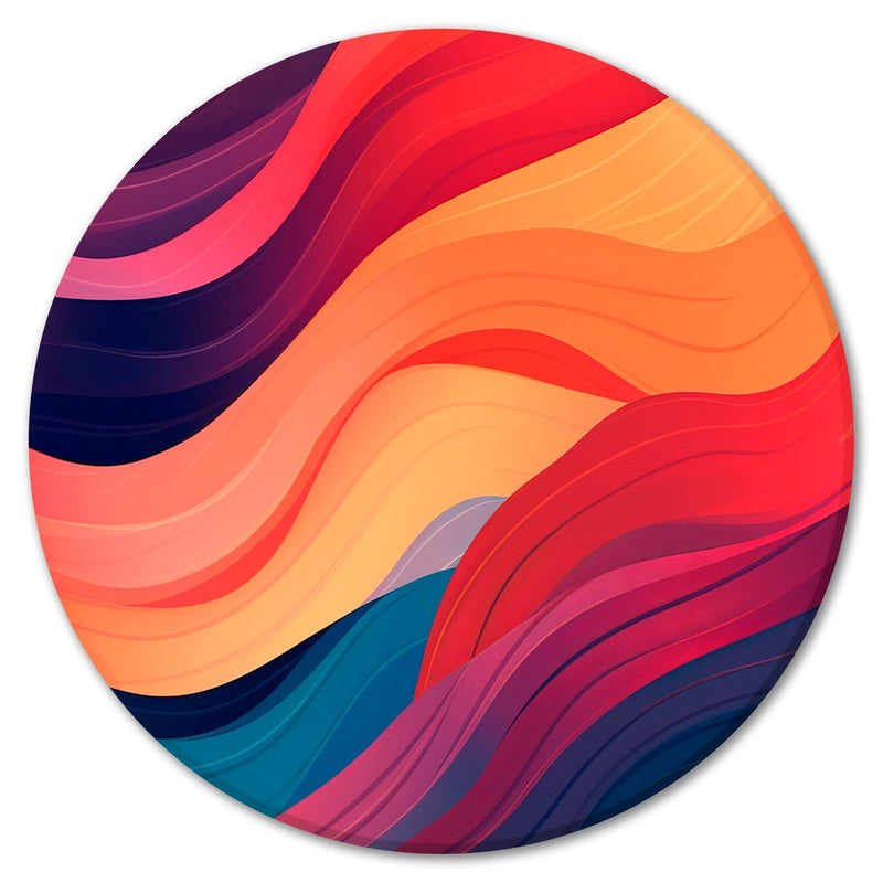 Round canva - Coloured waves and lines, 151589 G-ART