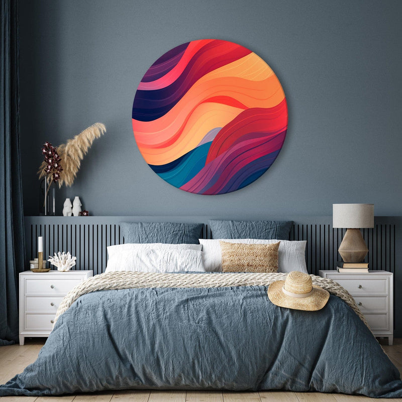 Round canva - Coloured waves and lines, 151589 G-ART