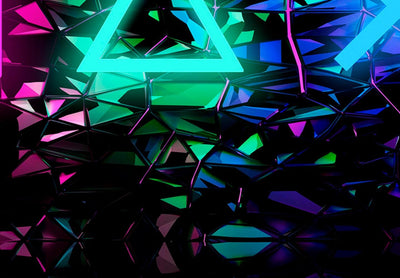 Pyöreä сanvas-taulut - Neon pelikonsolin symbolit mustalla pohjalla, 149728 G-ART