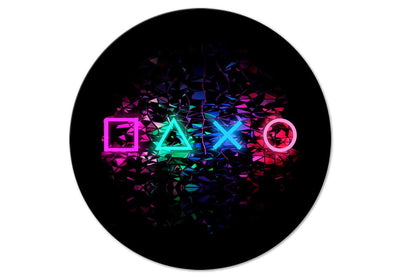 Round canva - Neon game console symbols on black background, 149728 G-ART