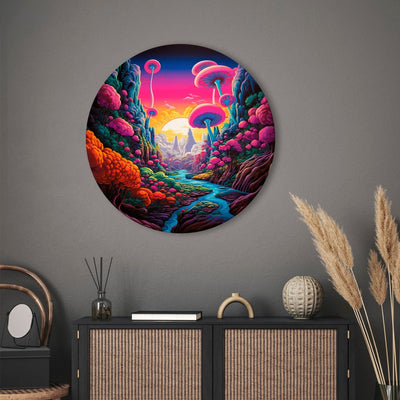 Round canva - Psychedelic Valley in saturated colours, 151583 G-ART