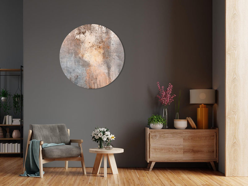 Round canva - Rust texture sepia and grey, 151470 G-ART