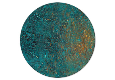 Pyöreä сanvas-taulut - Turkoosi abstrakti rakenne kultainen aksentti, 151475 G-ART