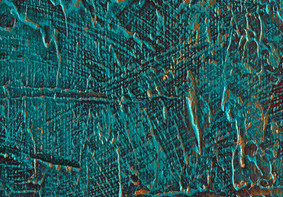 Pyöreä сanvas-taulut - Turkoosi abstrakti rakenne kultainen aksentti, 151475 G-ART