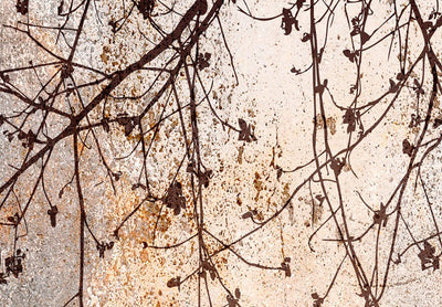 Apaļa kanva - zariņi ar ziediem uz pelēkā fona, 151515 G-ART