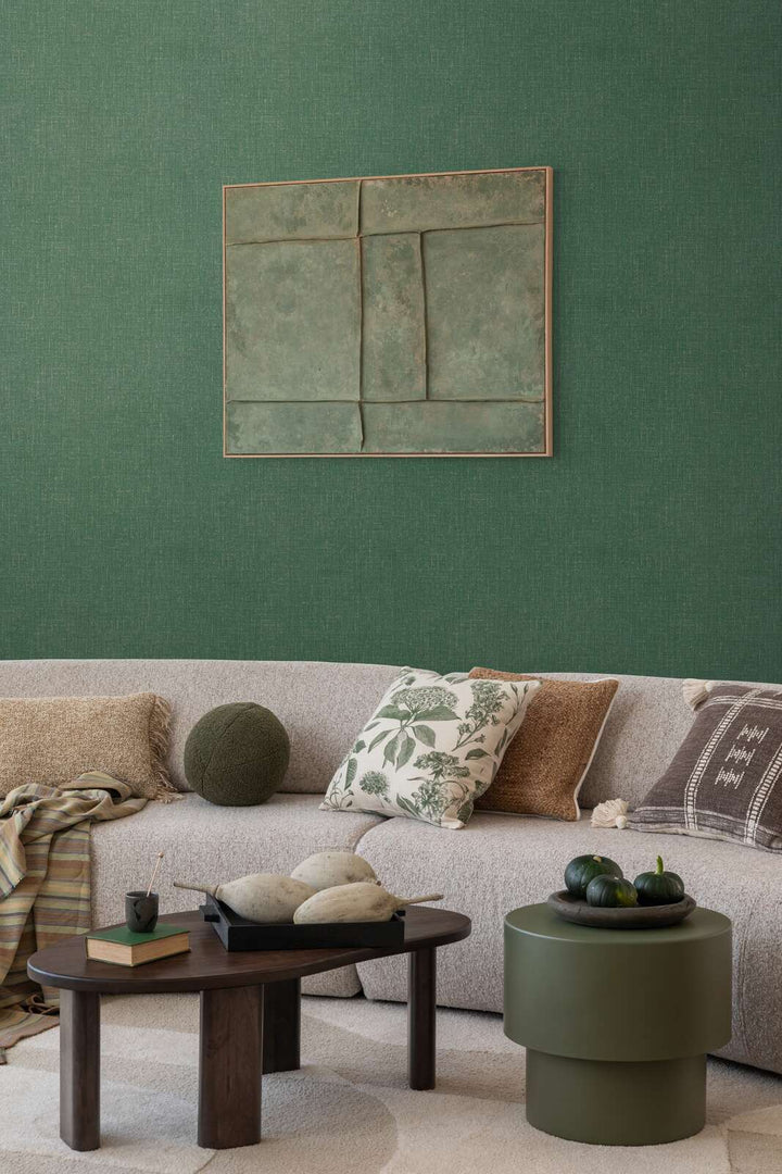 Augstākās kvalitātes neaustas tapetes ar zīdainu, mirdzošu tekstūru | tumši zaļā | 3010221 AS Creation