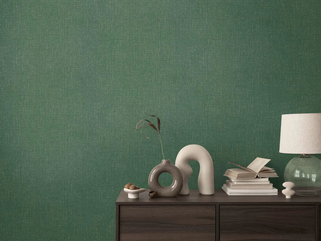 Augstākās kvalitātes neaustas tapetes ar zīdainu, mirdzošu tekstūru | tumši zaļā | 3010221 AS Creation
