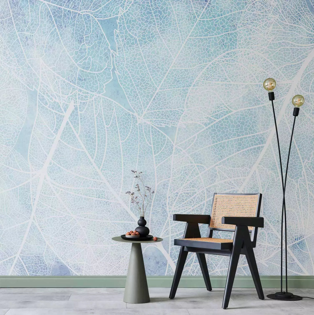 Valokuvatapetti - Syksyinen luonto sinisellä ja valkoisella, 138617