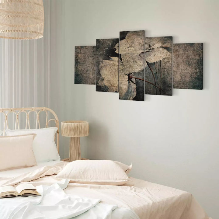 Paveikslai ant drobės su vintažinio stiliaus gėlėmis - Melancholijos gėlės, (x5), 92672