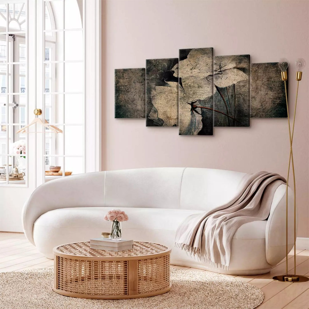 Paveikslai ant drobės su vintažinio stiliaus gėlėmis - Melancholijos gėlės, (x5), 92672