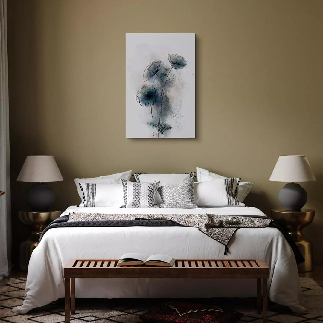 Kanva ar ziediem - abstraktas zilas magones, 131974