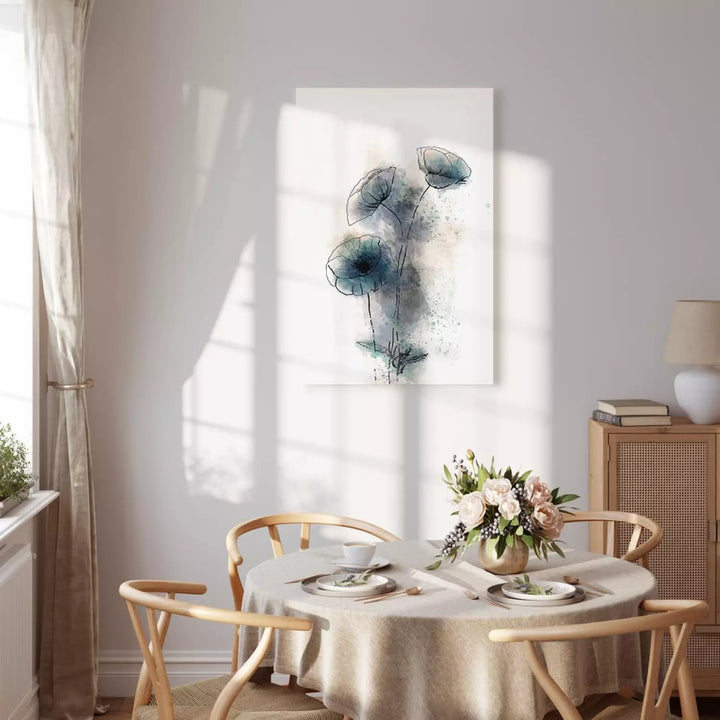 Kanva ar ziediem - abstraktas zilas magones, 131974