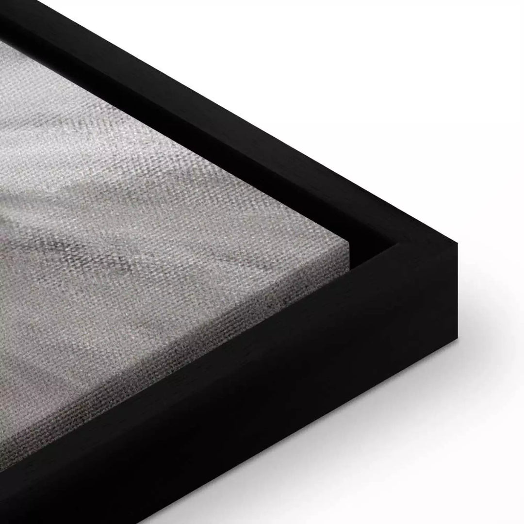 Glezna melnā koka rāmī - sarkanas magones uz abstrakta pelēka fona, 95014