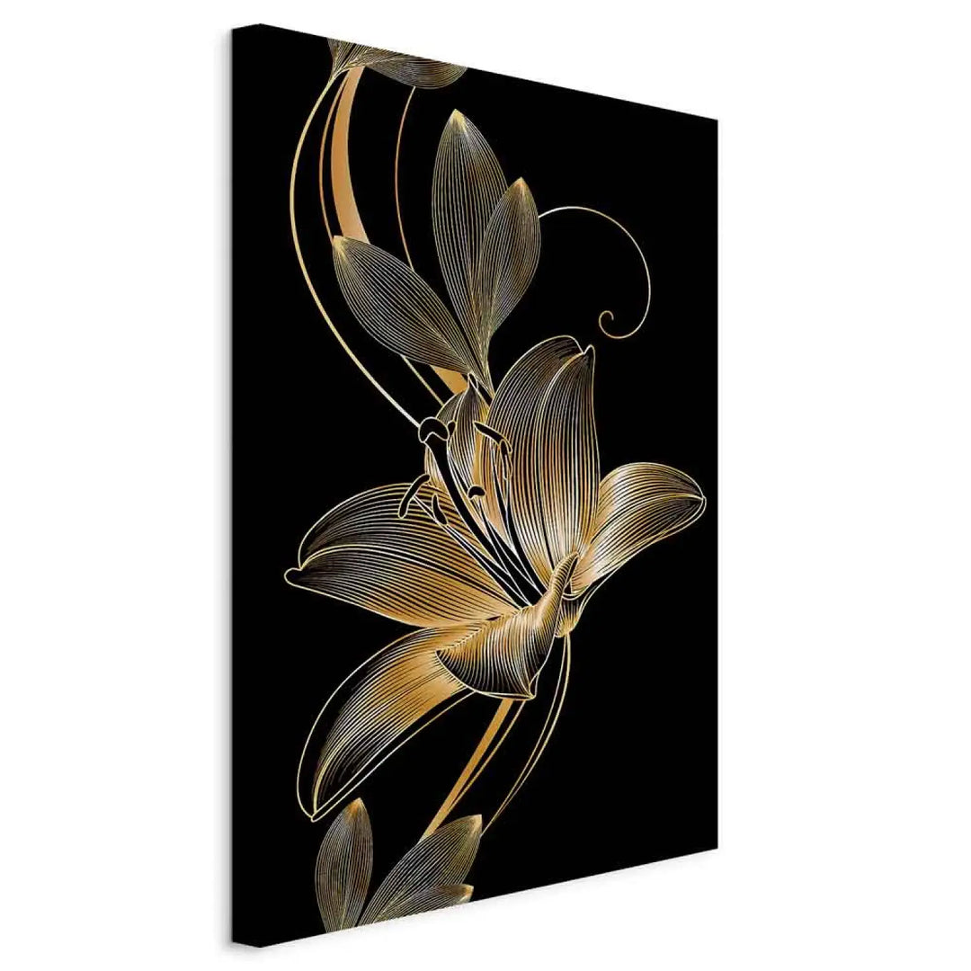 Kanva ar stilizētu ziedu uz melna fona - Liliju maigums (x 1), 130311
