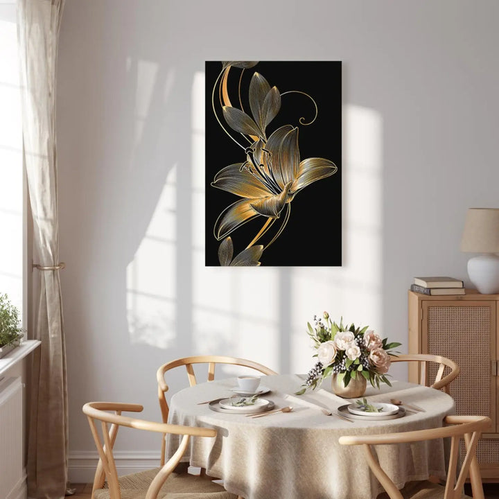 Kanva ar stilizētu ziedu uz melna fona - Liliju maigums (x 1), 130311