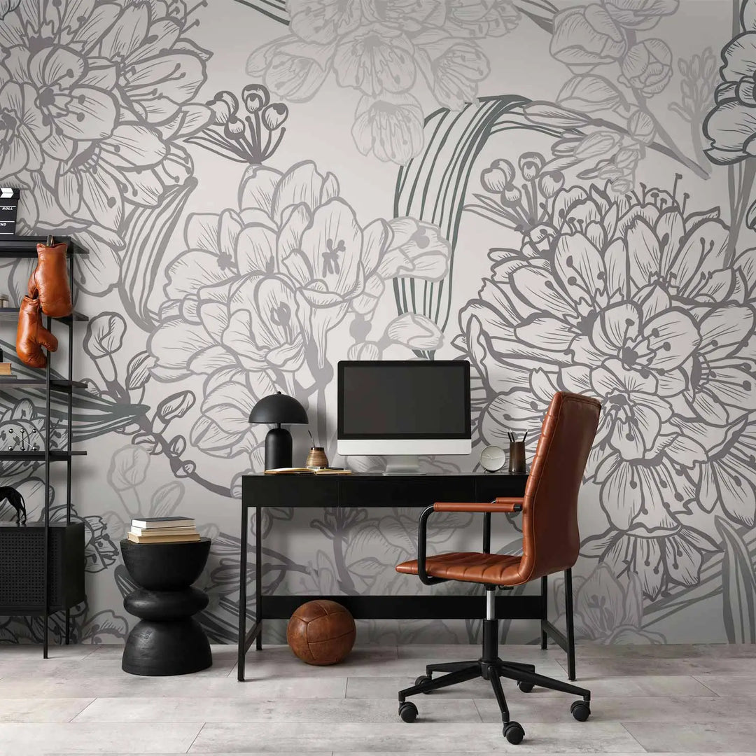 Wall Murals - Delicate flowers on a light background, 160647