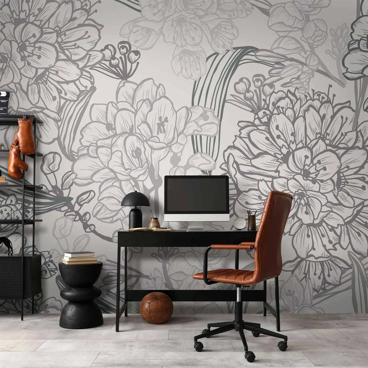 Wall Murals - Delicate flowers on a light background, 160647