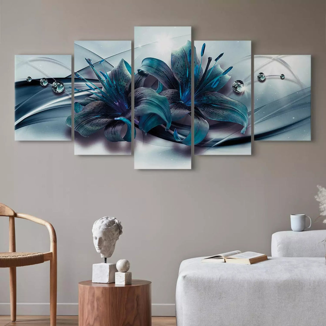 Kukkateemaiset canvas-taulut – Sininen kukka, (x5), 93752