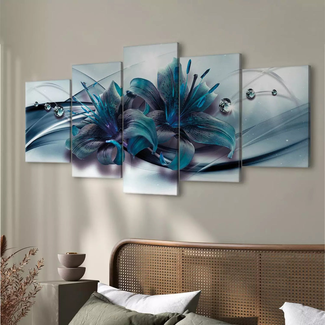 Kukkateemaiset canvas-taulut – Sininen kukka, (x5), 93752