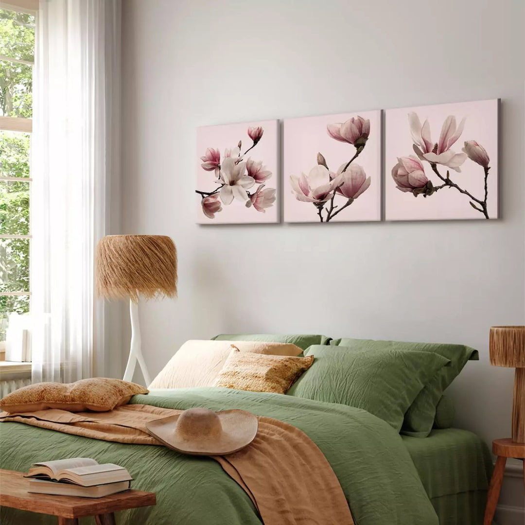 Kanva ar magnoliju uz rozā fona, (x 3), 122780