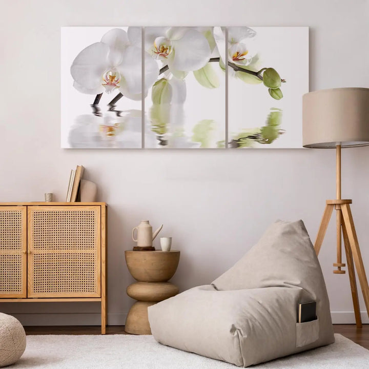 Canvas-taulut valkoiset orkideat valkoisella pohjalla - Ihana orkidea, 123420 (x 3)