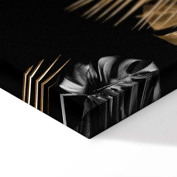 Canva with tropical leaves in black and gold, (x 3), 132129