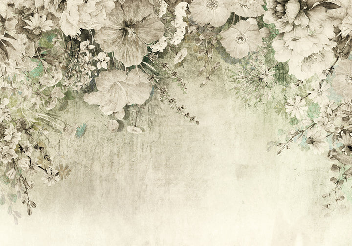 Wall Murals - Flowering – different types of flowers on the wall | green