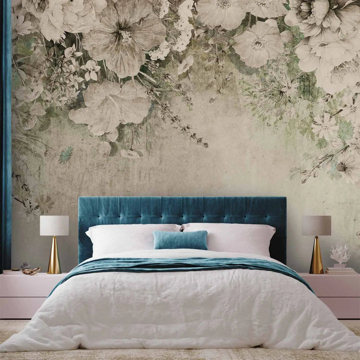 Wall Murals - Flowering – different types of flowers on the wall | green