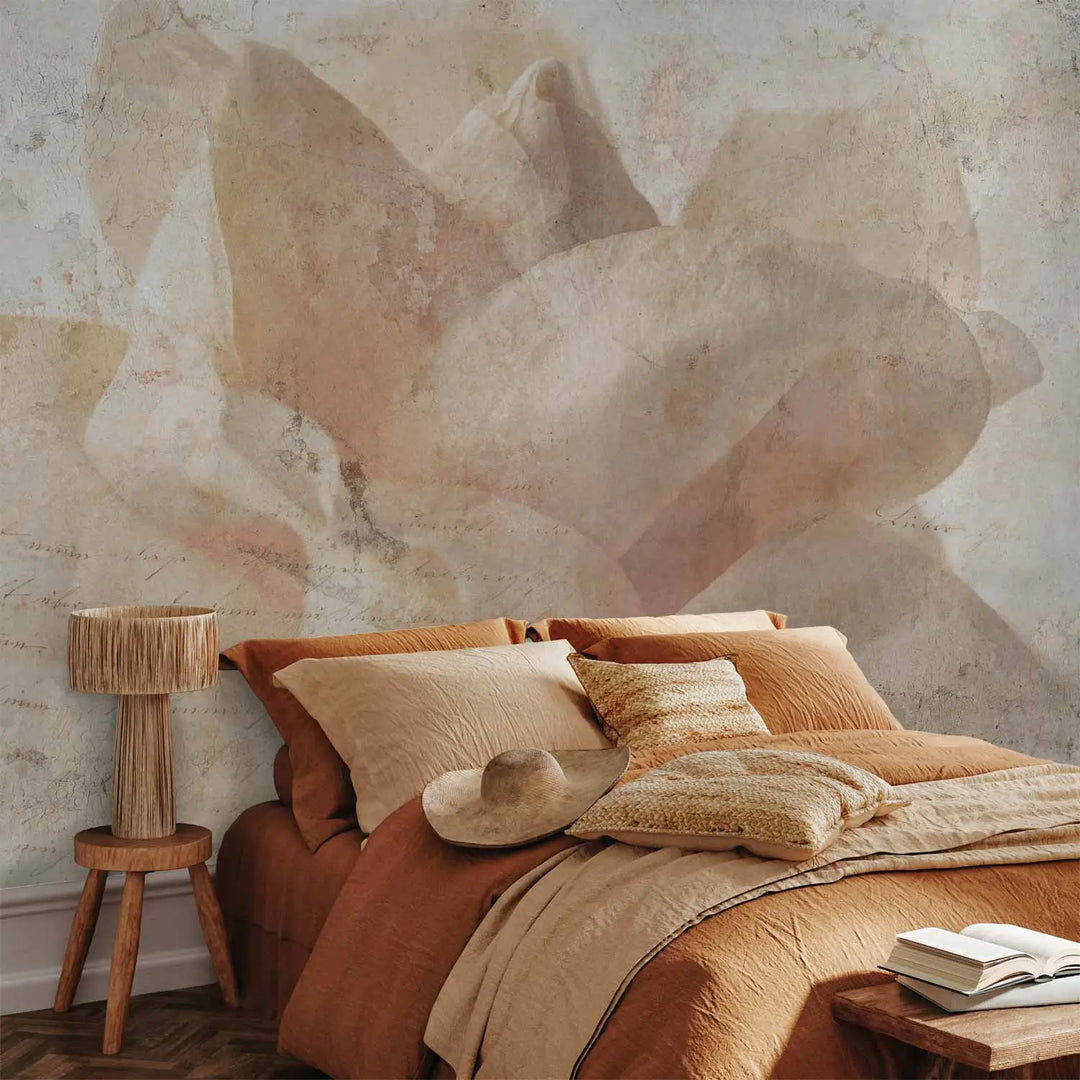 Fototapeet - beež taustaga lillede ja kirjaga, 148600