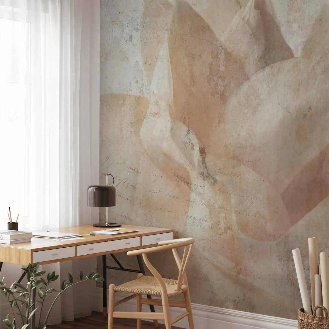 Fototapeet - beež taustaga lillede ja kirjaga, 148600