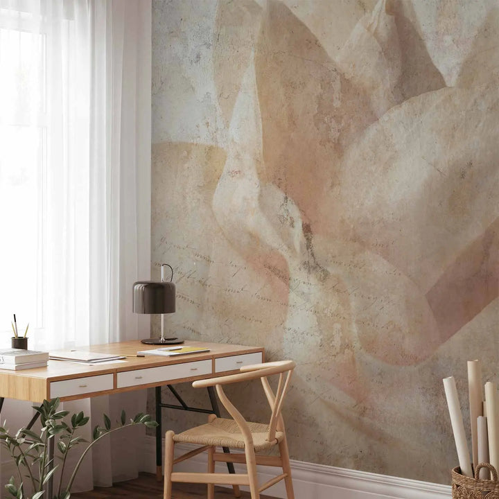 Fototapeet - beež taustaga lillede ja kirjaga, 148600