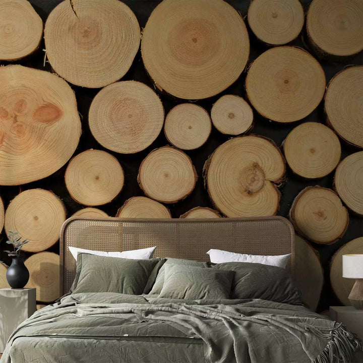 Wall Murals - cut trees with visible rings, 149879