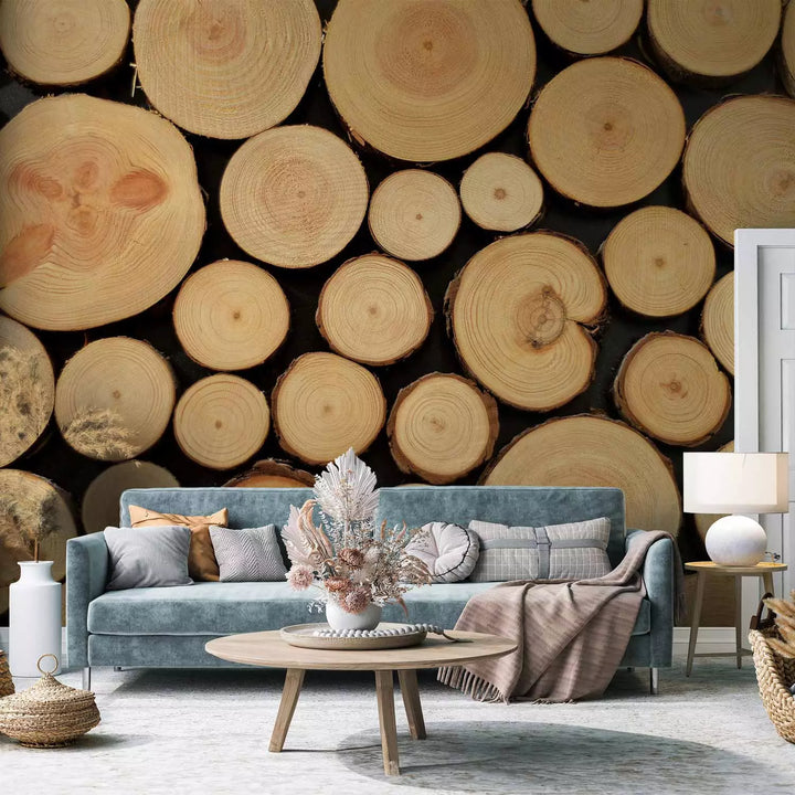 Wall Murals - cut trees with visible rings, 149879