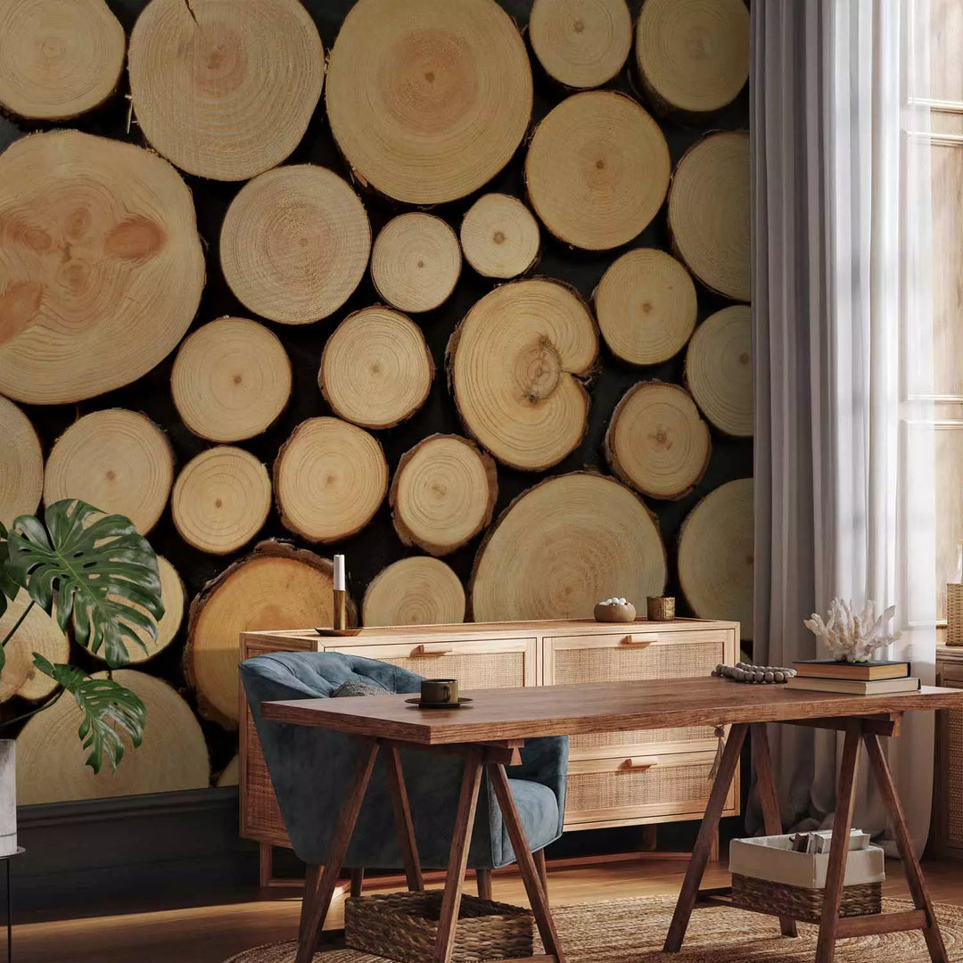 Wall Murals - cut trees with visible rings, 149879