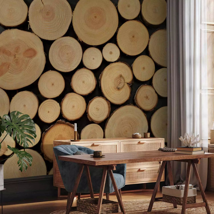 Wall Murals - cut trees with visible rings, 149879