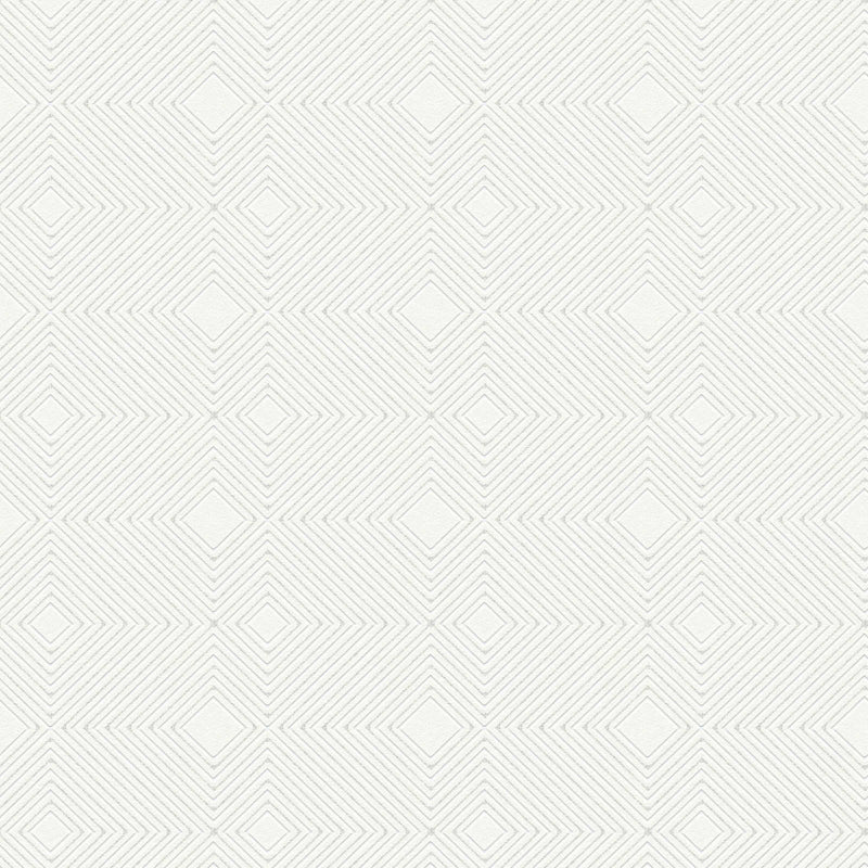 Baltas tapetes ar ģeometrisku rakstu un metālisku spīdumu Tapetenshop.lv