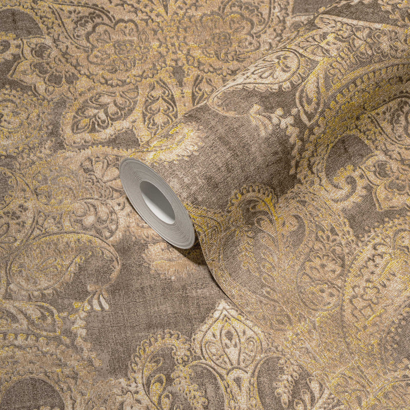 Baroque wallpaper with large ornaments in brown, 1374032 AS Creation