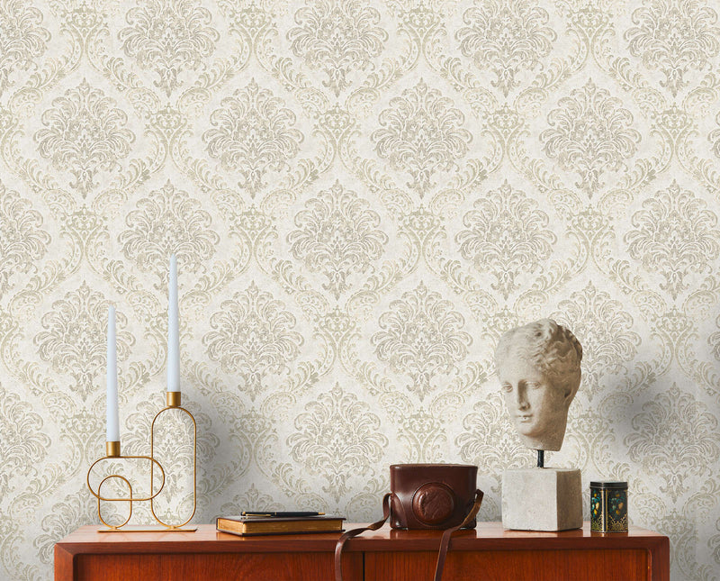 Baroque wallpaper with ornament and metallic look, 1373722 AS Creation